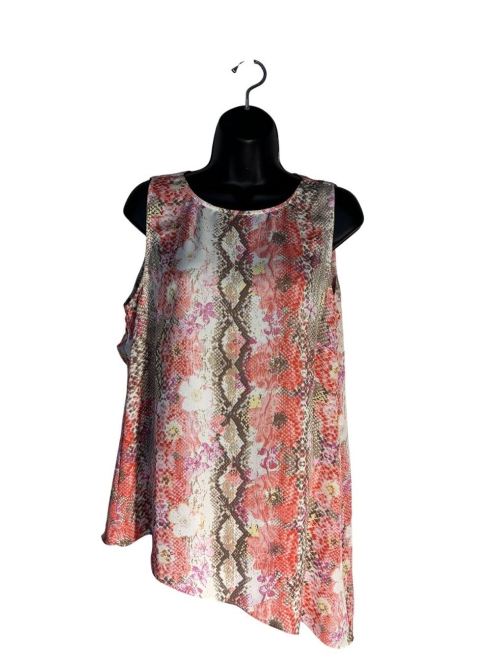 Laundry By Shelli Segal Floral & Snakeskin Print Asymmetrical Sleeveless Top 10